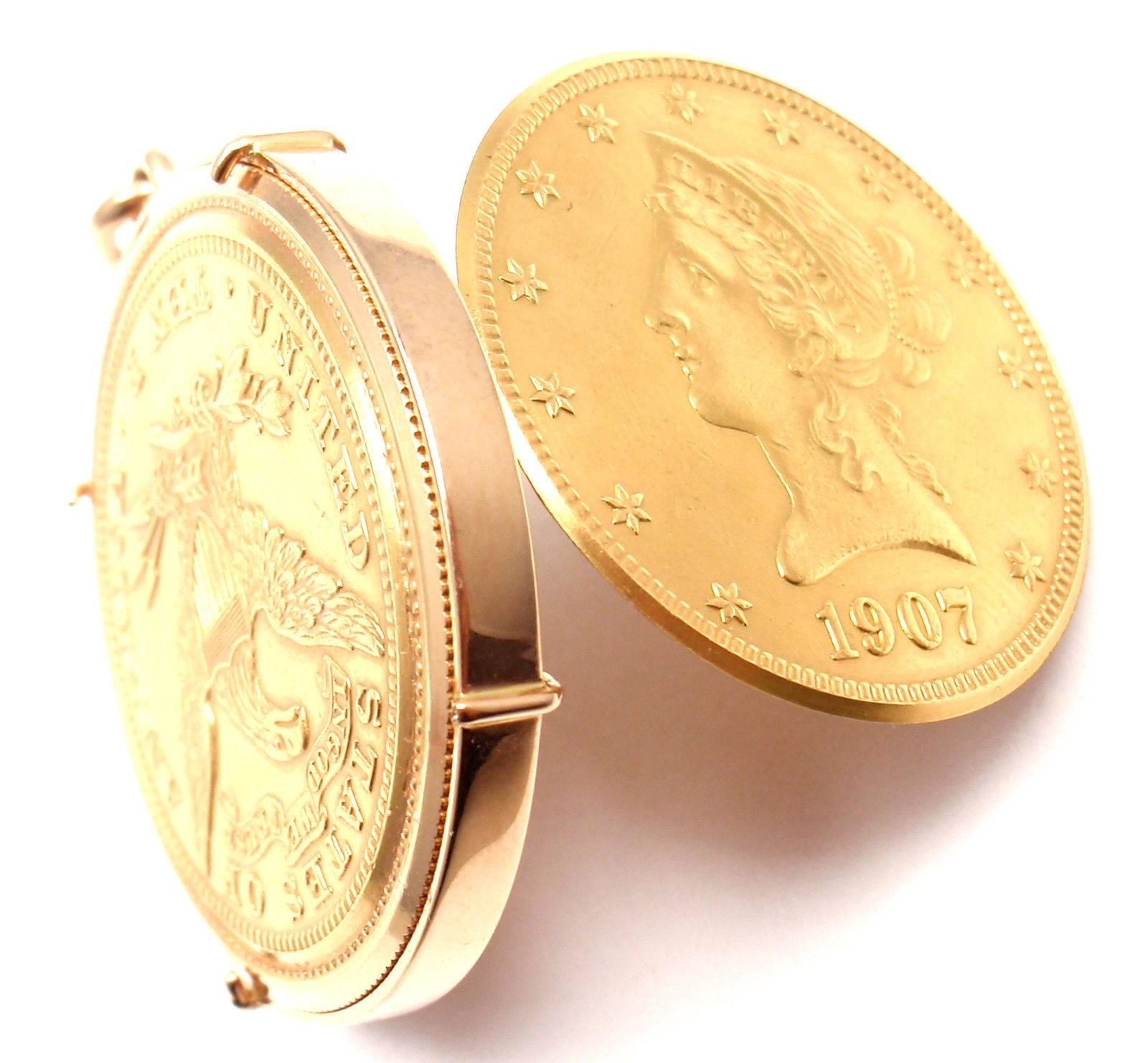 Gubelin US $10 Liberty Gold Coin Manual Wind Pocket Watch Pendant In New Condition In Southampton, PA