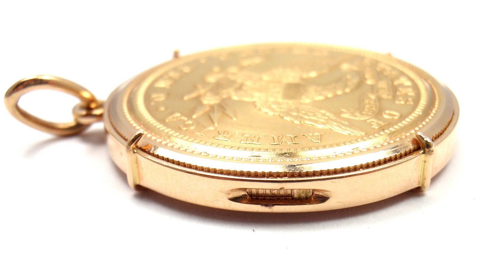 Gubelin US $10 Liberty Gold Coin Manual Wind Pocket Watch Pendant 1