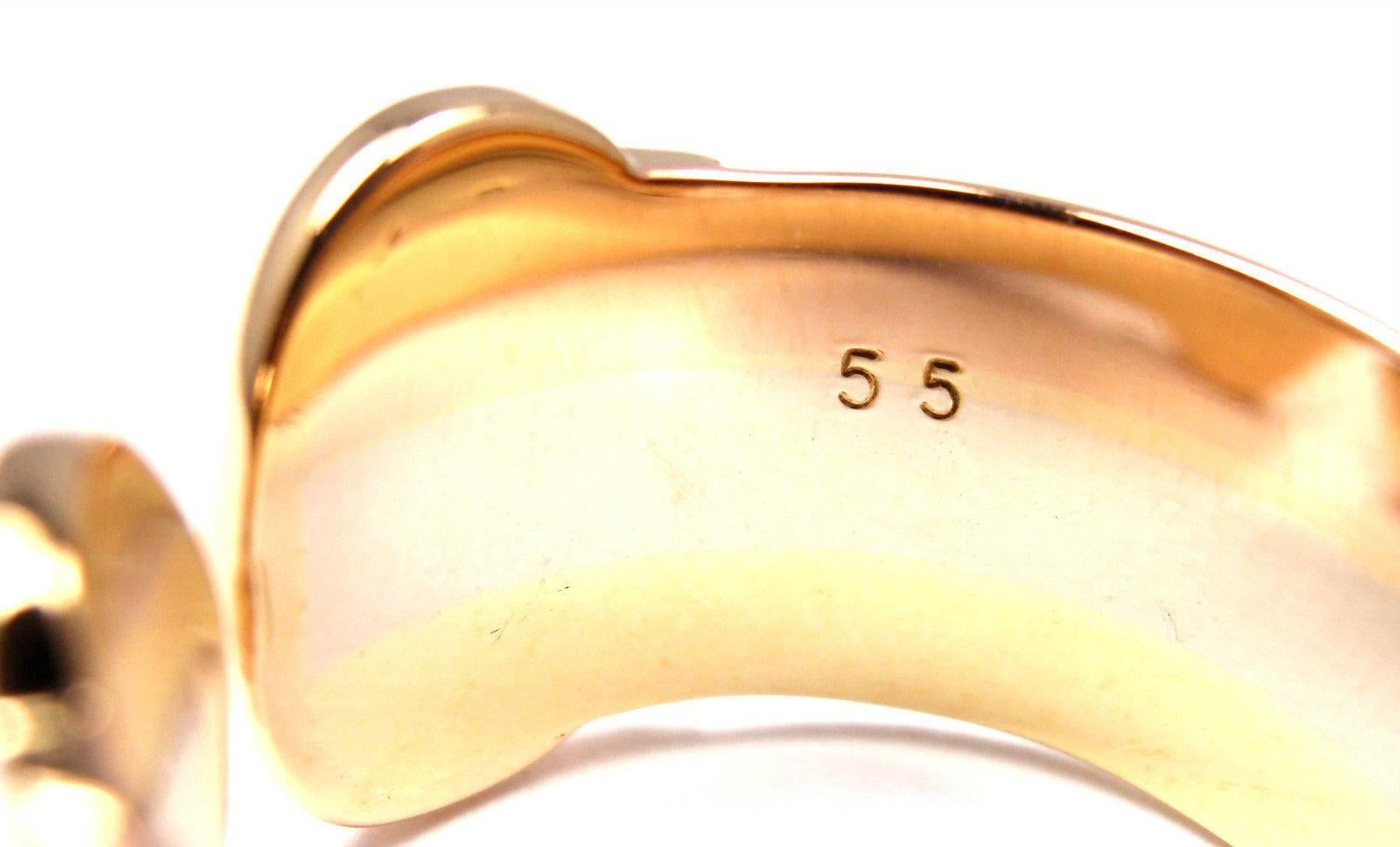 Cartier Logo Double C Motif Tricolor Gold Band Ring In New Condition In Southampton, PA