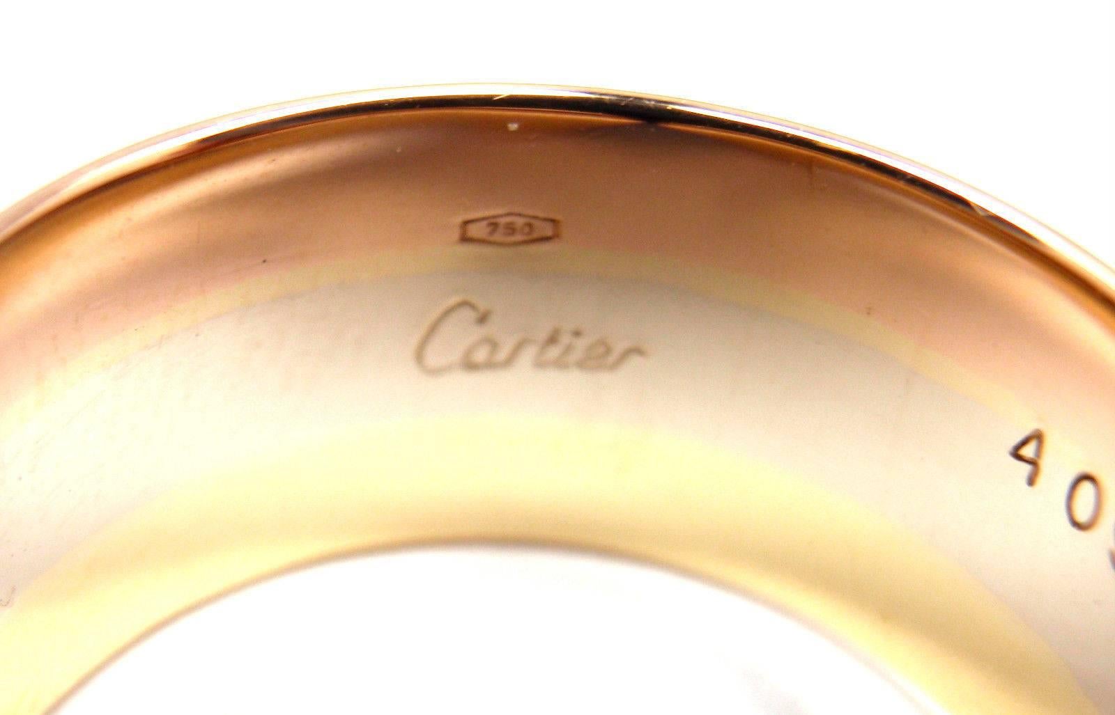 Women's or Men's Cartier Logo Double C Motif Tricolor Gold Band Ring