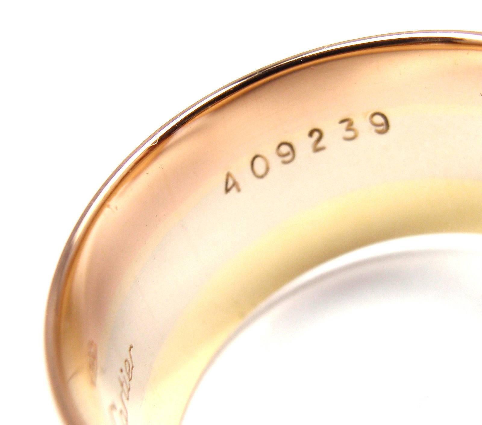 Cartier Logo Double C Motif Tricolor Gold Band Ring 1