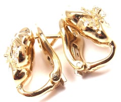 Chanel Camellia Camelia Flower Diamond Yellow Gold Earrings