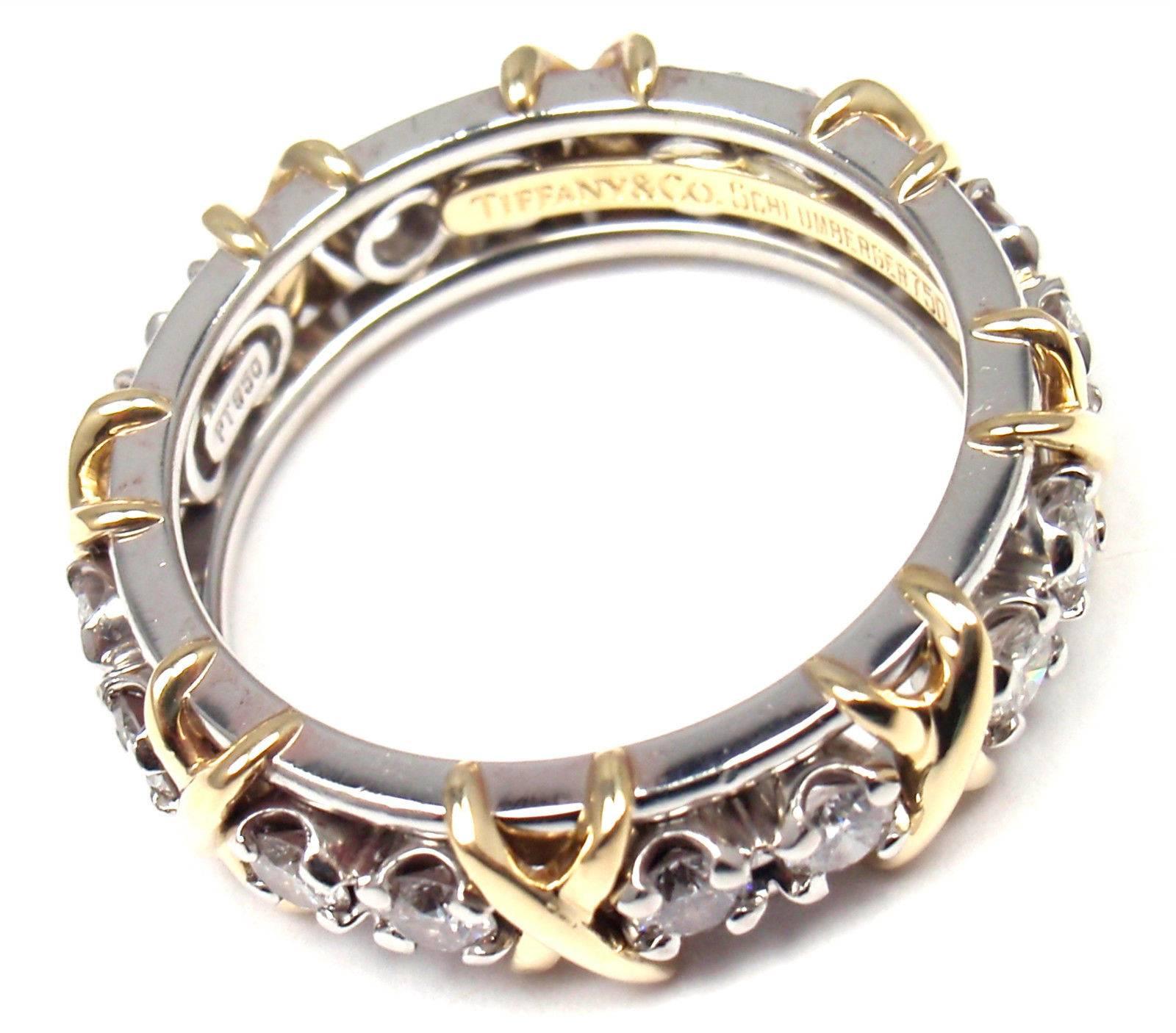 Women's or Men's Tiffany & Co. Jean Schlumberger 16-Stone Diamond Gold Platinum Band Ring