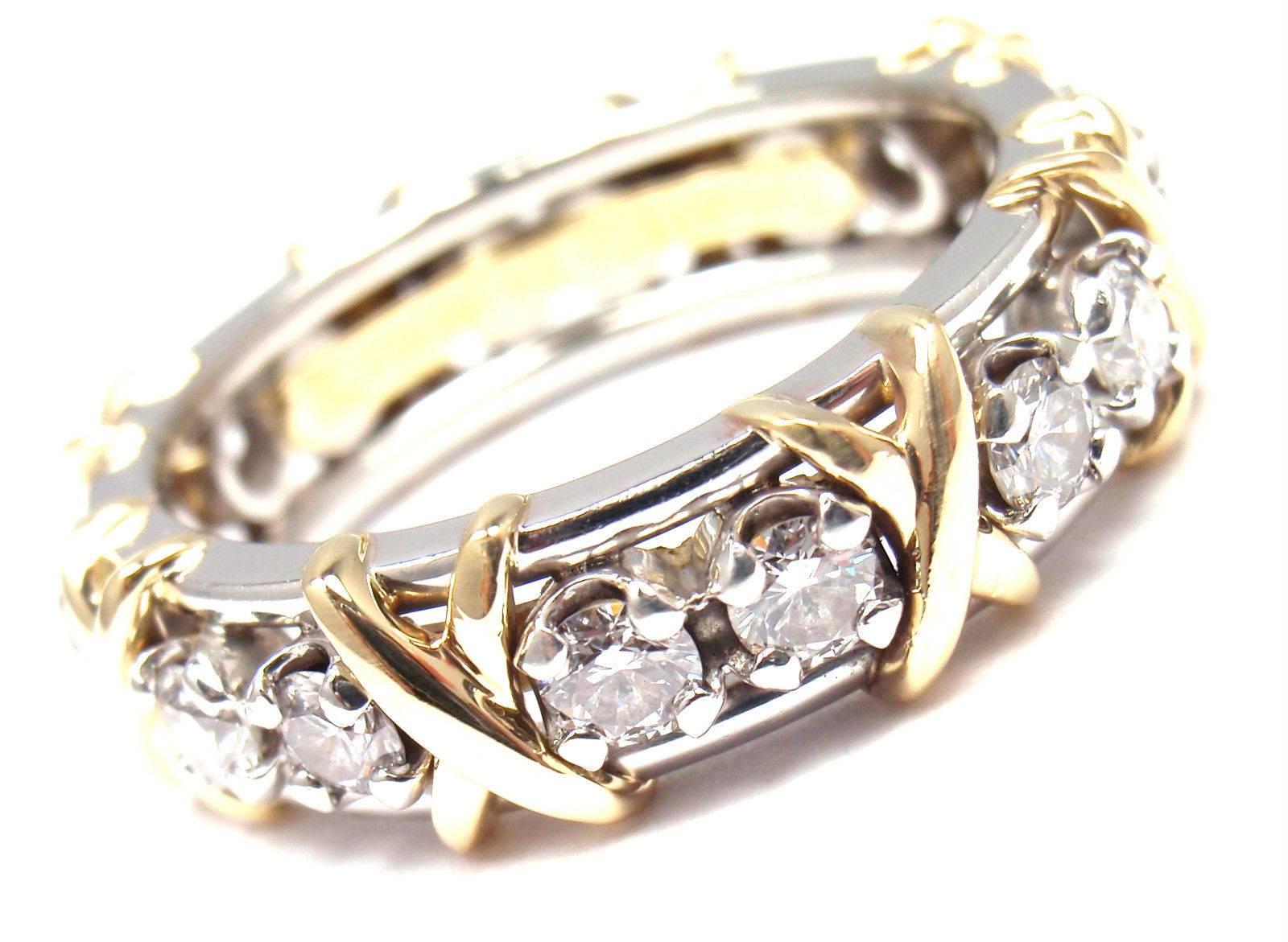 Tiffany & Co. Jean Schlumberger 16-Stone Diamond Gold Platinum Band Ring 1