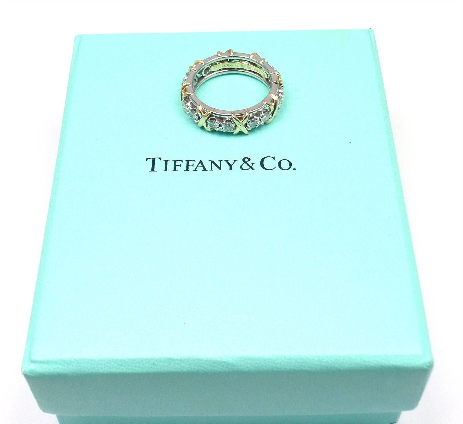 Tiffany & Co. Jean Schlumberger 16-Stone Diamond Gold Platinum Band Ring 3