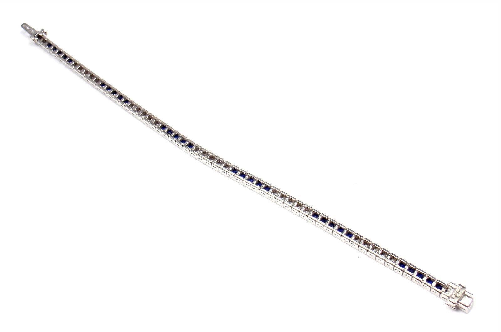 Cartier Diamond Sapphire Irid Platinum Line Tennis Bracelet 1