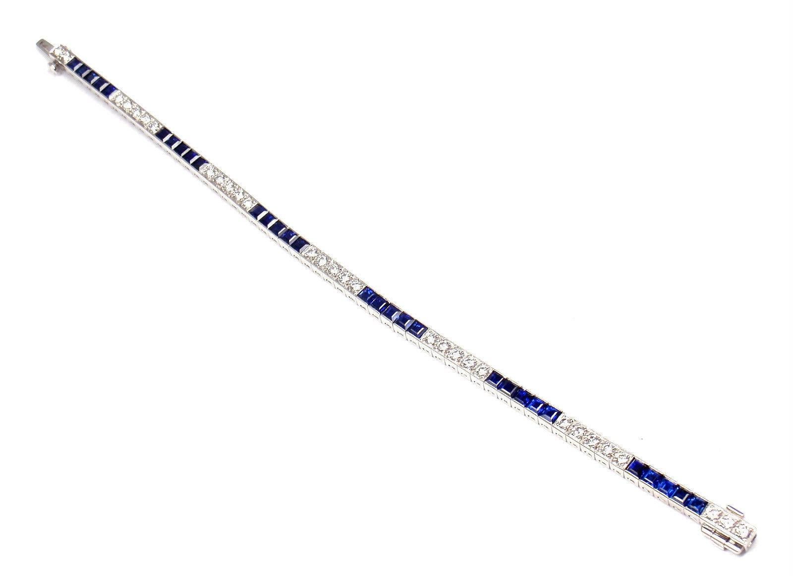 Women's or Men's Cartier Diamond Sapphire Irid Platinum Line Tennis Bracelet