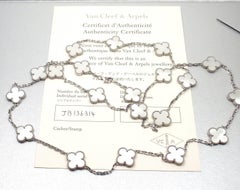 Van Cleef & Arpels 20 Mother-of-Pearl Alhambra White Gold Necklace