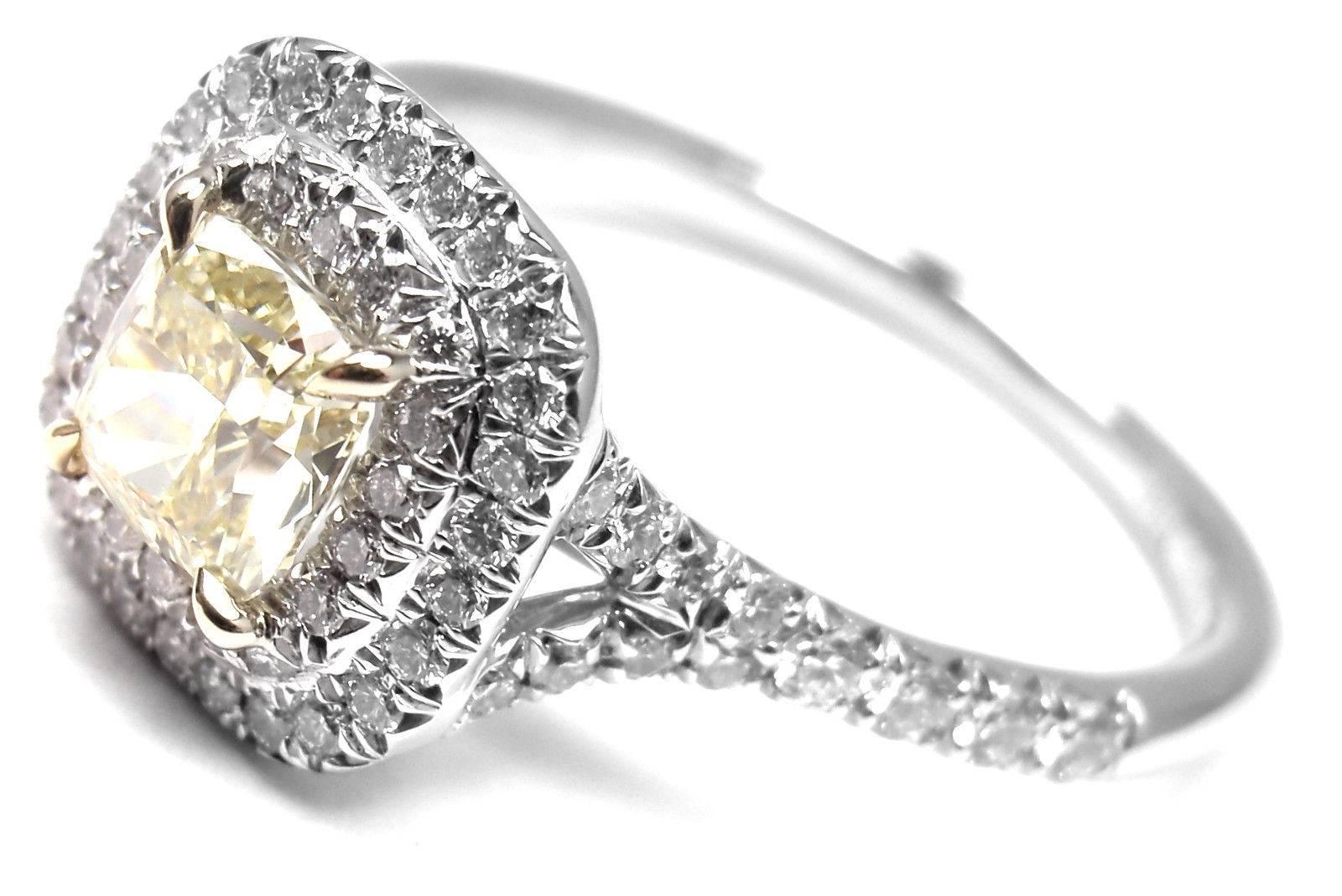 Women's or Men's Tiffany & Co. Soleste Yellow and White Diamond Platinum White Gold Ring