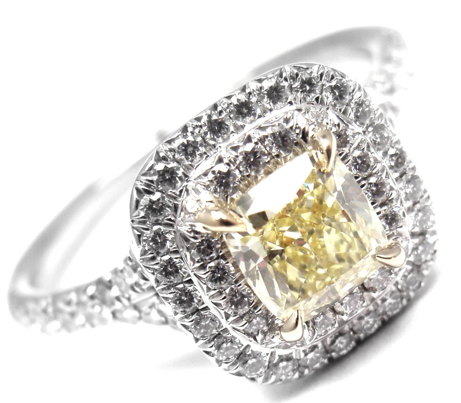 Tiffany & Co. Soleste Yellow and White Diamond Platinum White Gold Ring 5