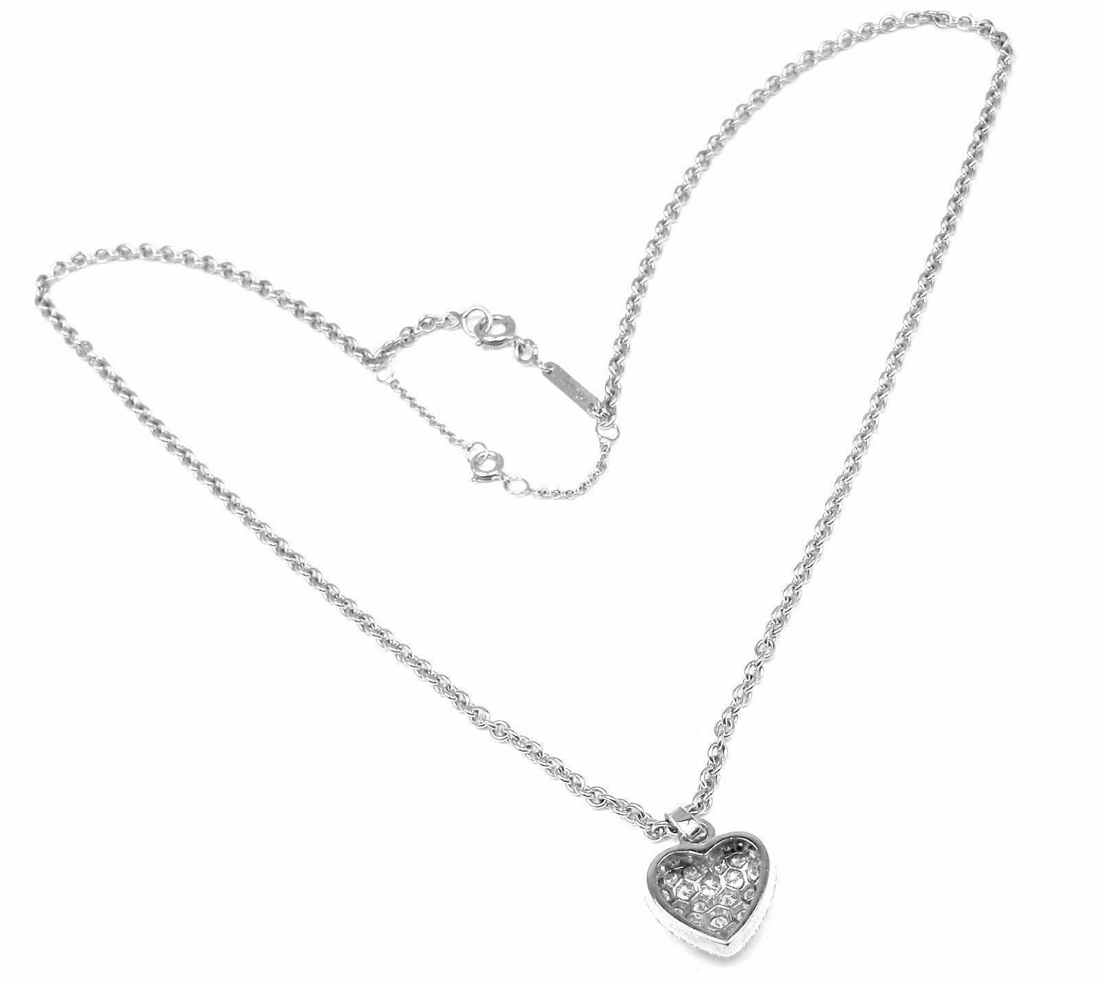 Cartier Diamond Pave Heart White Gold Pendant Necklace 2