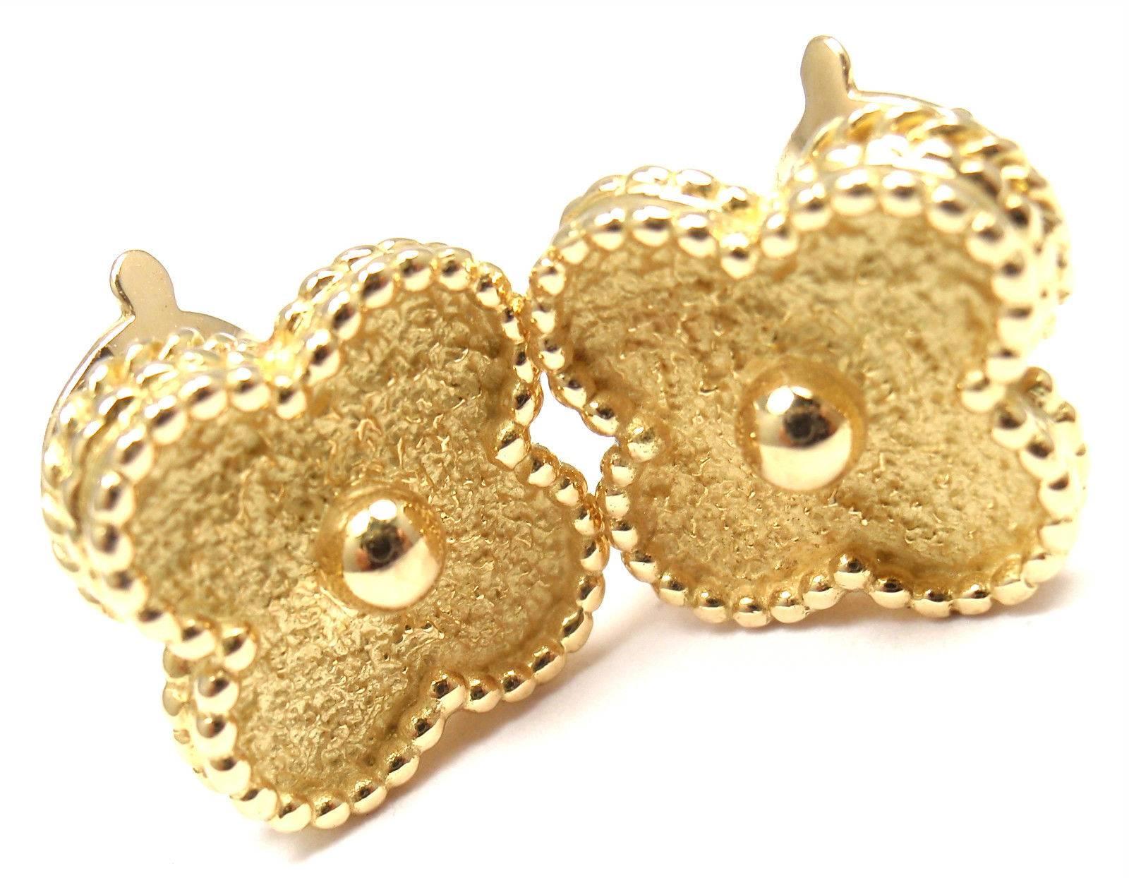 Van Cleef & Arpels Vintage Alhambra Yellow Gold Earrings In New Condition In Holland, PA