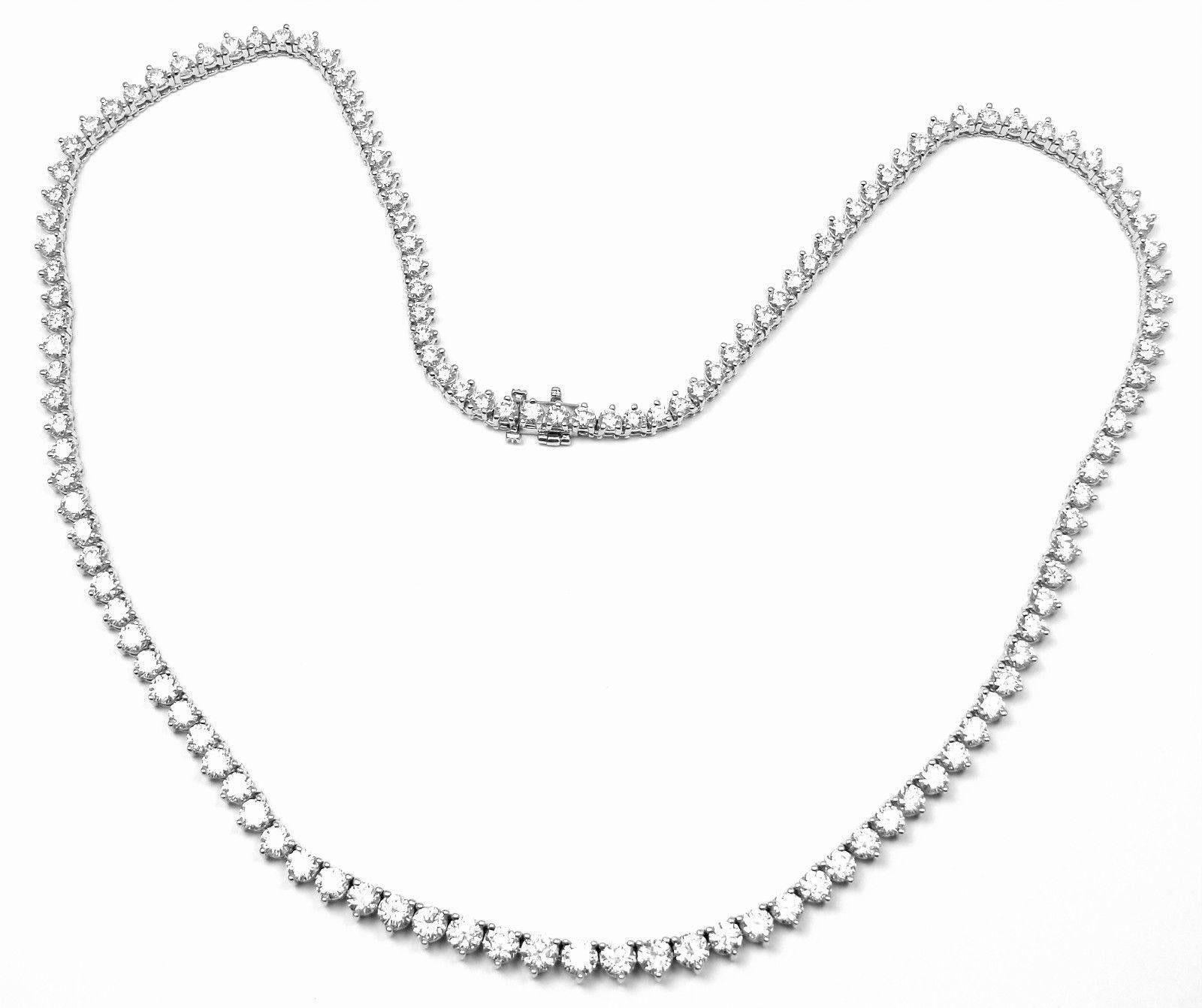 Platinum 13.1ct Diamond Tennis Line Necklace by Cartier.
With 131 round brilliant cut diamonds VVS1 clarity, E color total weight approx. 13.1ct
This necklace comes with an original Cartier box and a Cartier service paper.
The Estimated Retail Price