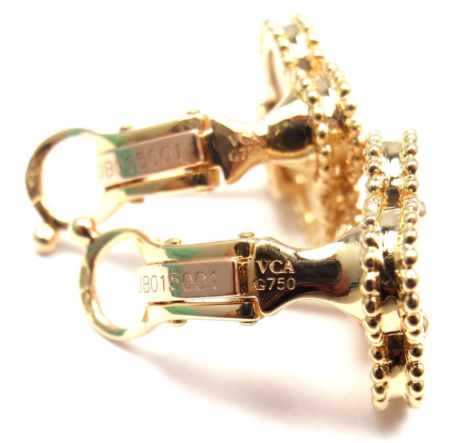 Women's or Men's Van Cleef & Arpels Vintage Alhambra Mother-of-Pearl Yellow Gold Earrings
