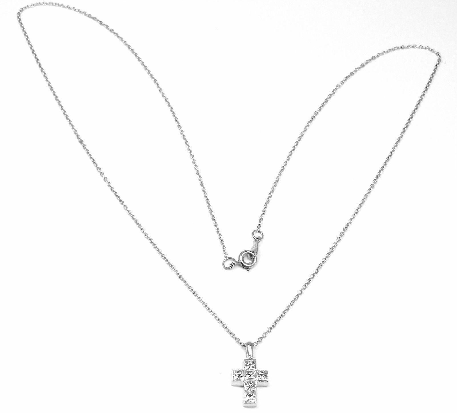 Women's or Men's Cartier Diamond Cross Platinum Pendant Necklace