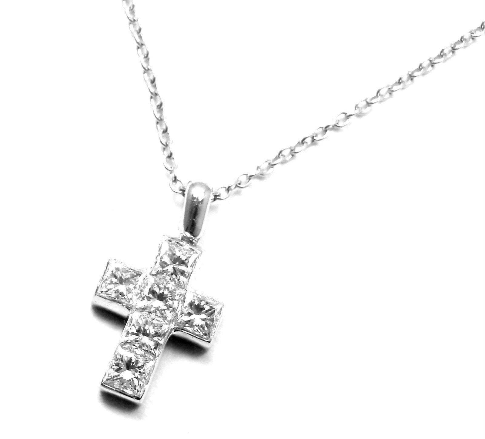 Cartier Diamond Cross Platinum Pendant Necklace 2