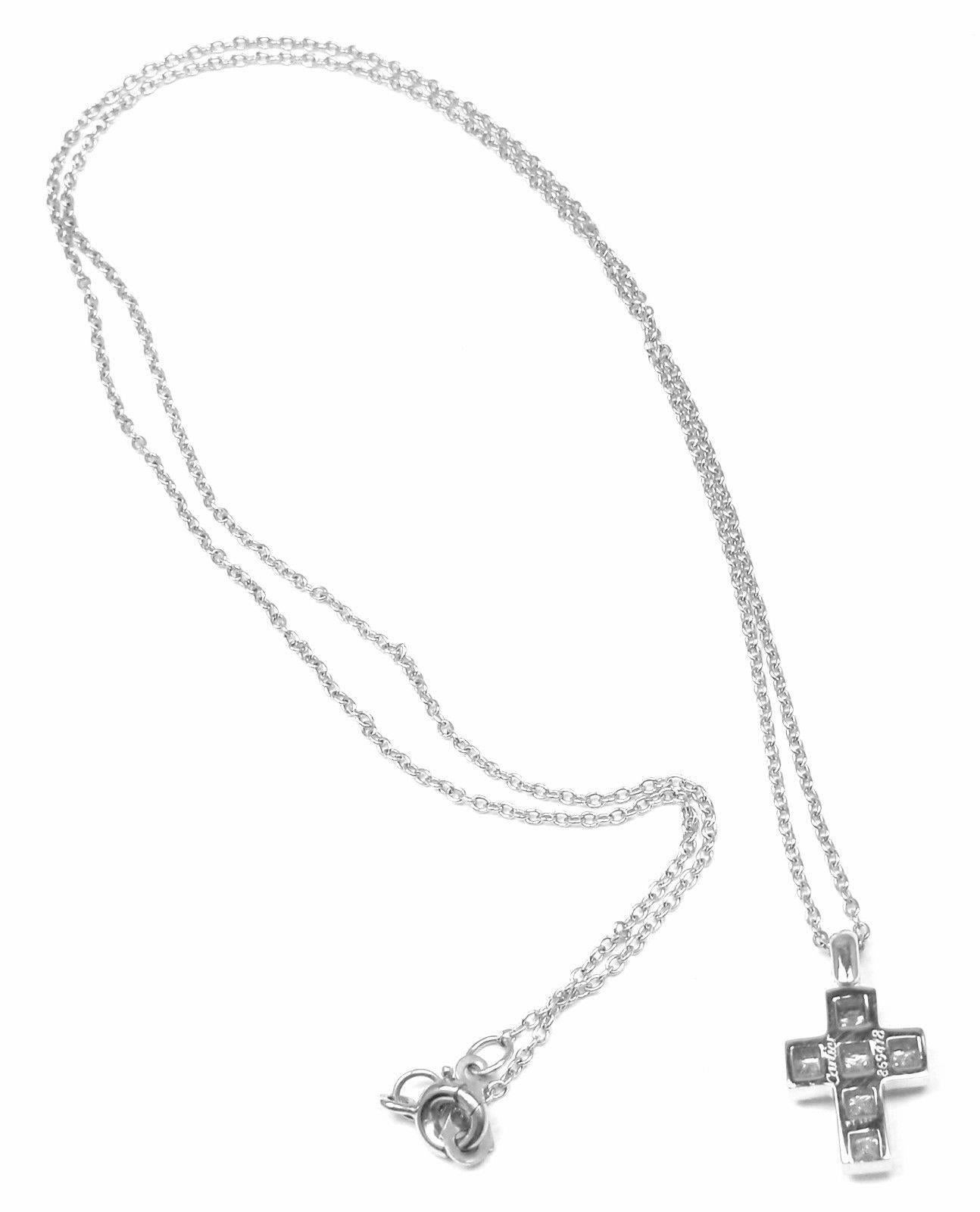 Cartier Diamond Cross Platinum Pendant Necklace 3