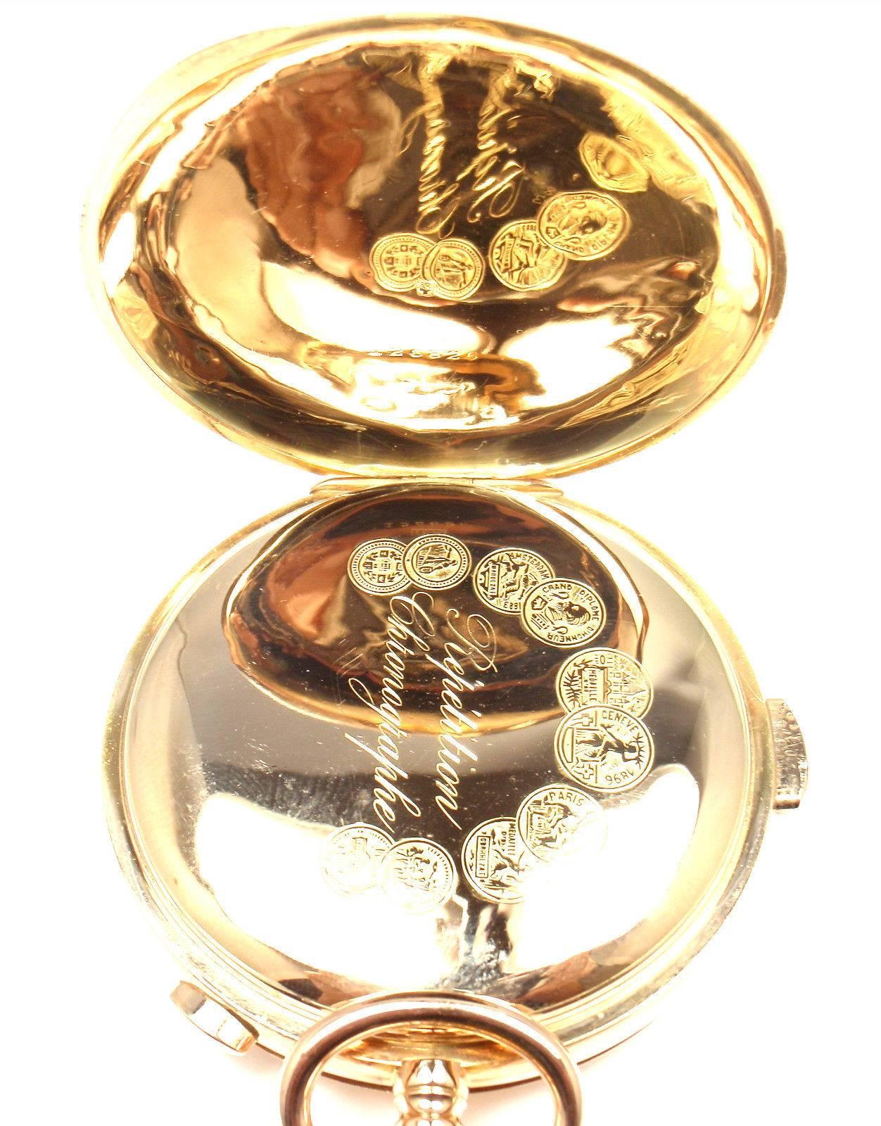 Rose Gold Hunting Cased Quarter Repeater Vintage Chronograph Pocket Watch 3