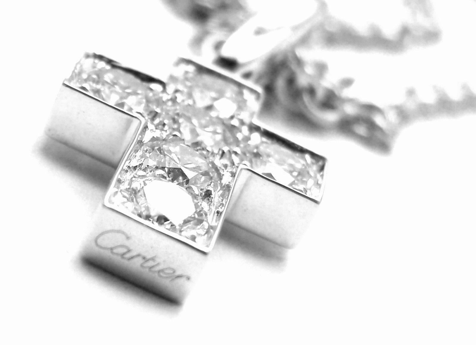 Cartier Cross Diamond White Gold Pendant Necklace 1
