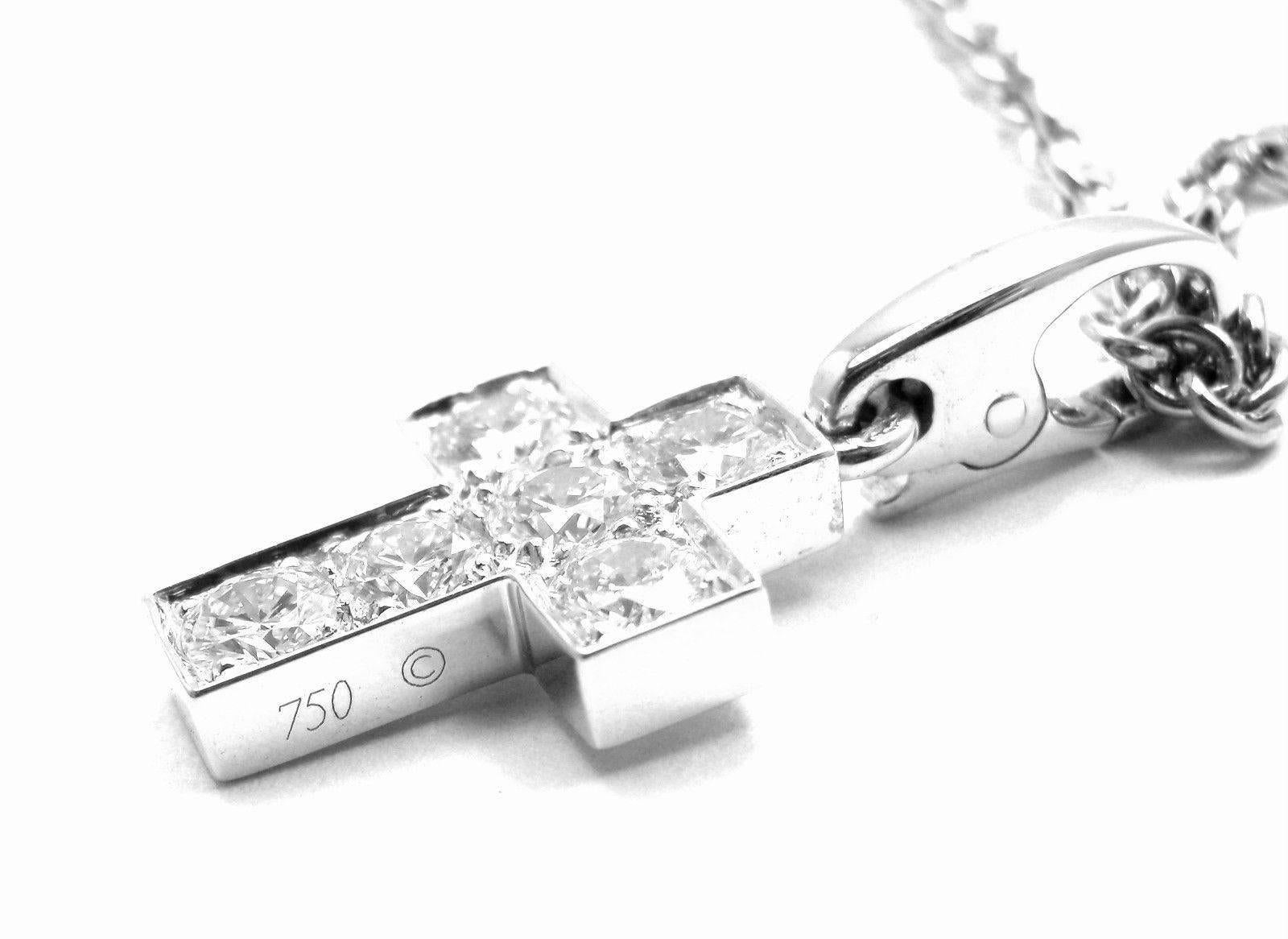 Cartier Cross Diamond White Gold Pendant Necklace 2