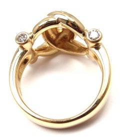 Celine Paris Diamond Twisted Yellow Gold Band Ring