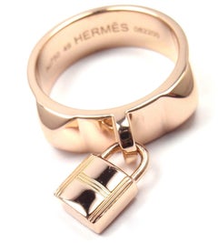 Hermes Collier De Chien Lock Rose Gold Band Ring