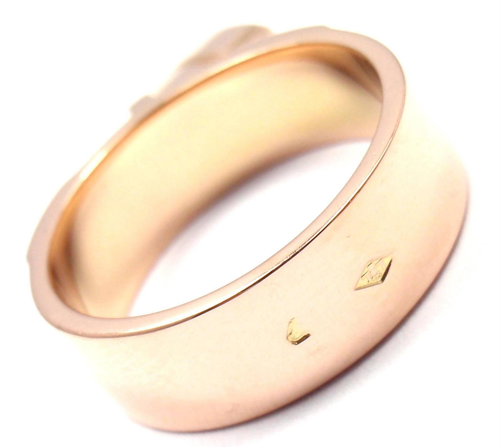 Hermes Collier De Chien Lock Rose Gold Band Ring In New Condition For Sale In Holland, PA