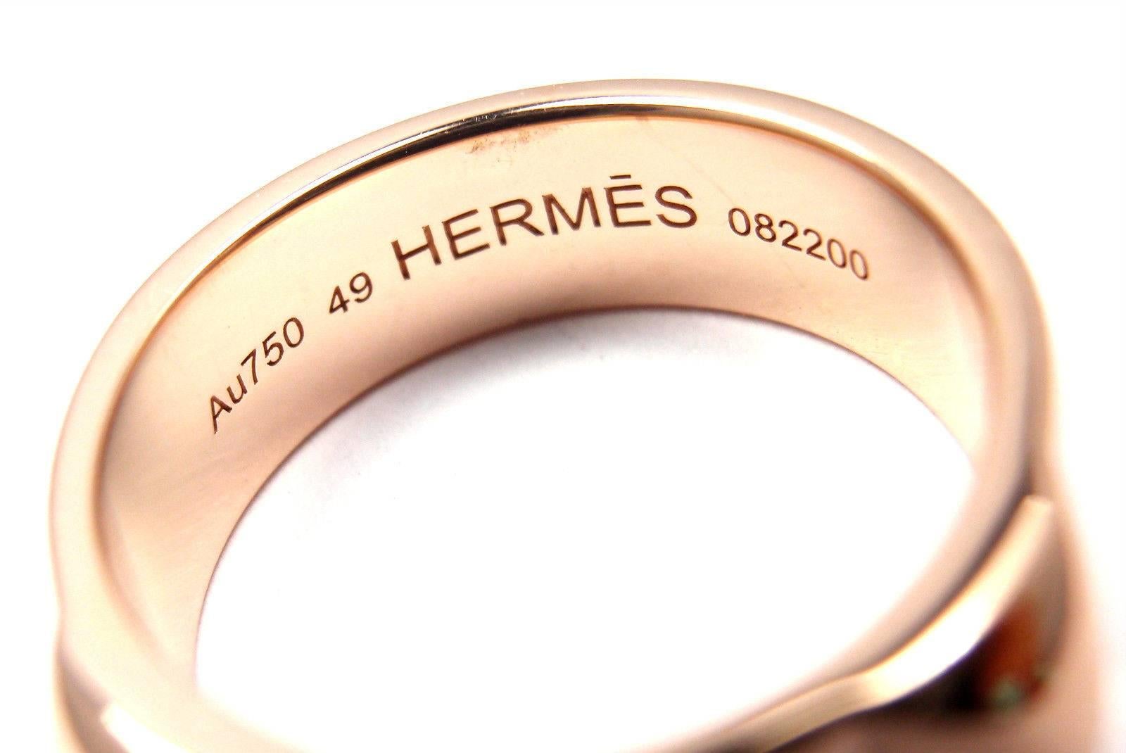 Hermes Collier De Chien Lock Rose Gold Band Ring For Sale 1