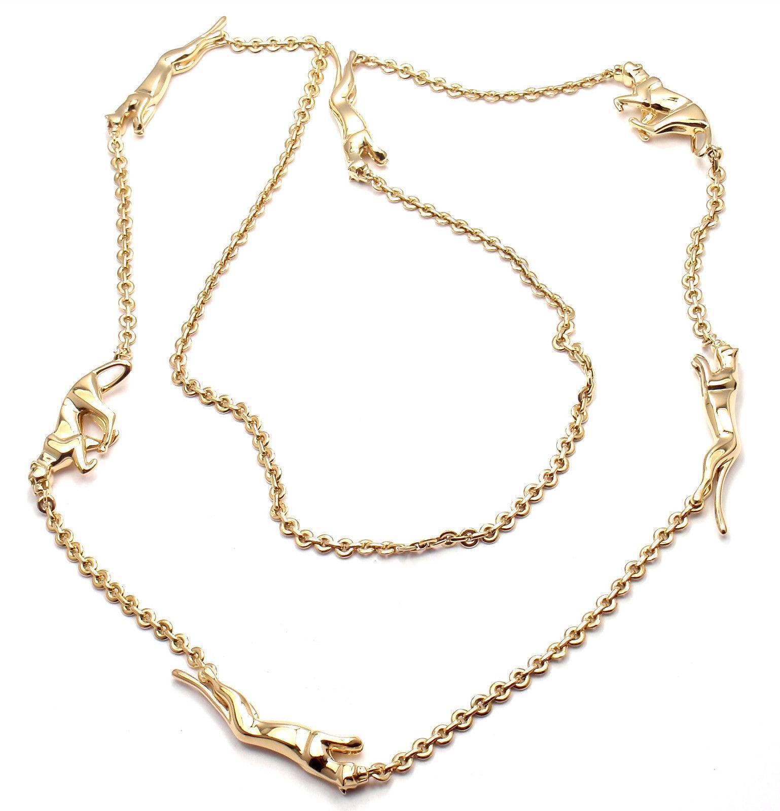 Cartier 6 Panther Panthere Long Link Yellow Gold Necklace 1