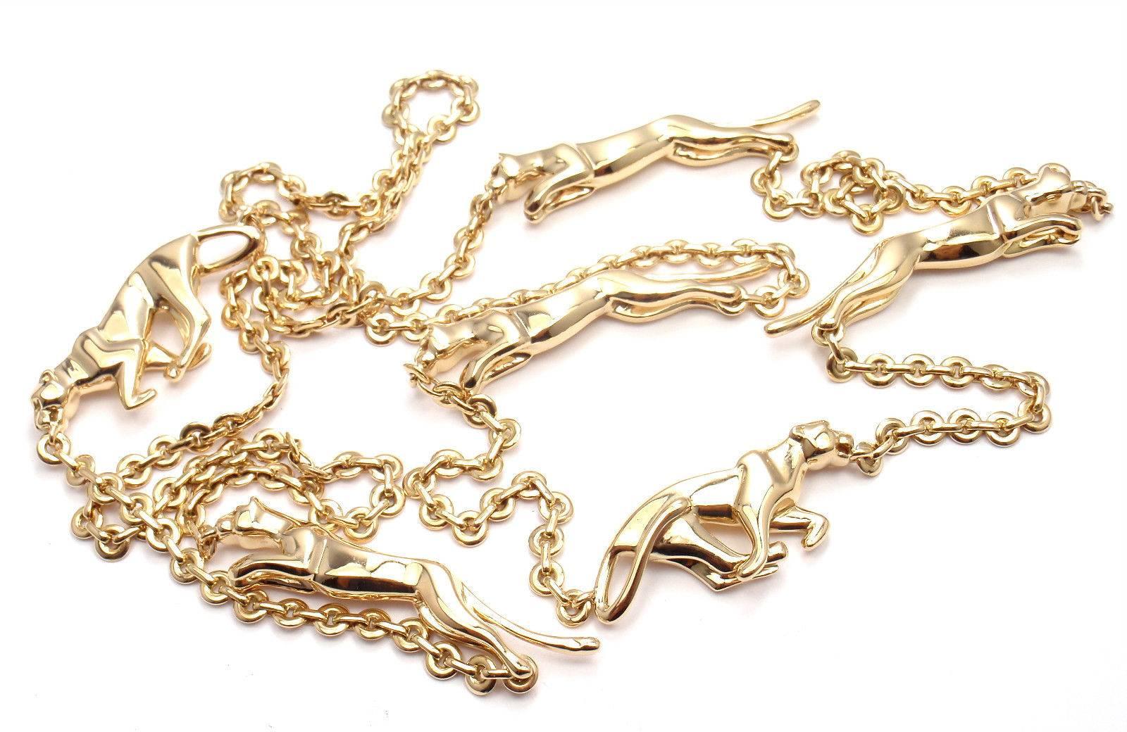 Cartier 6 Panther Panthere Long Link Yellow Gold Necklace 2