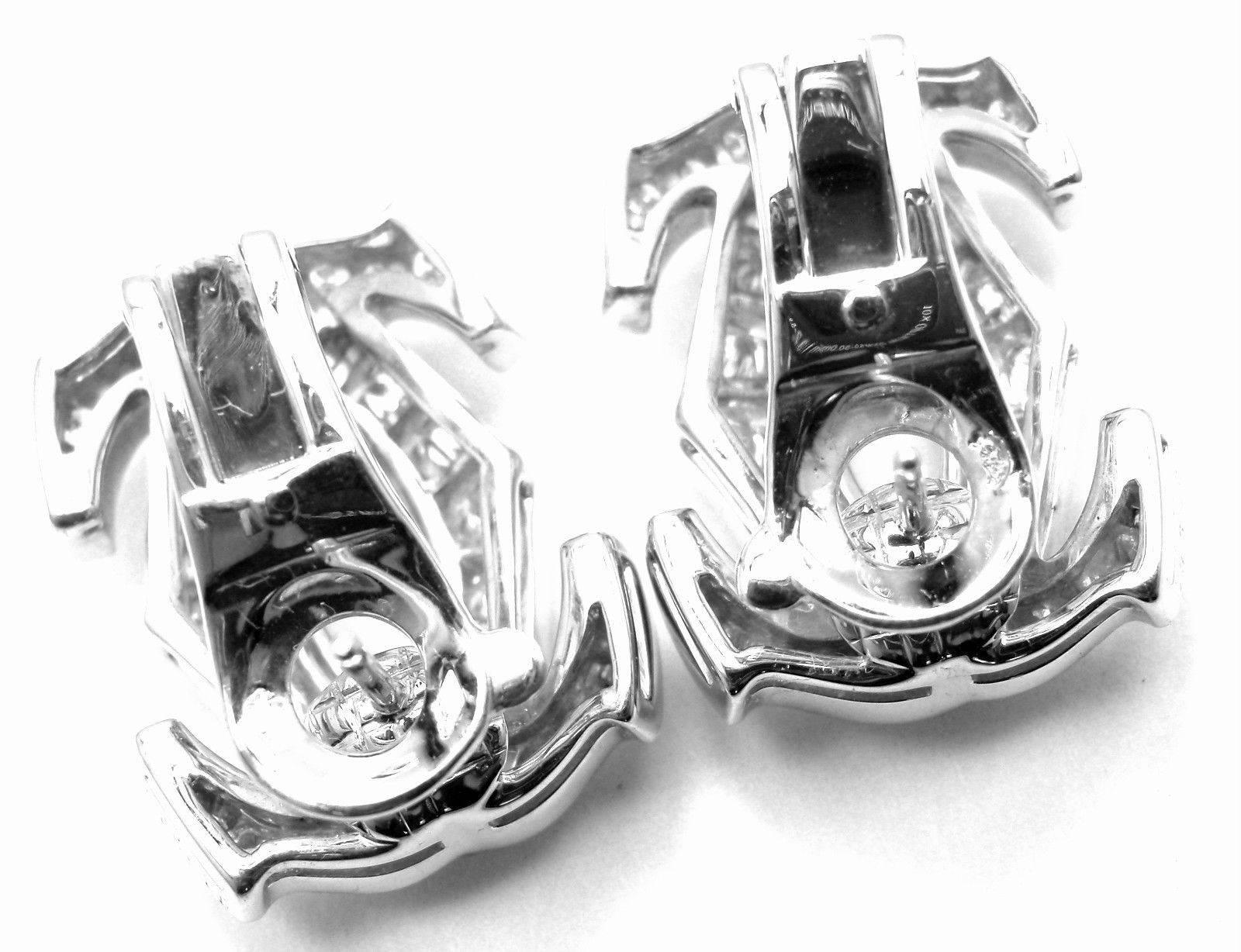 Cartier Penelope Diamond Large Double C White Gold Earrings In New Condition In Holland, PA