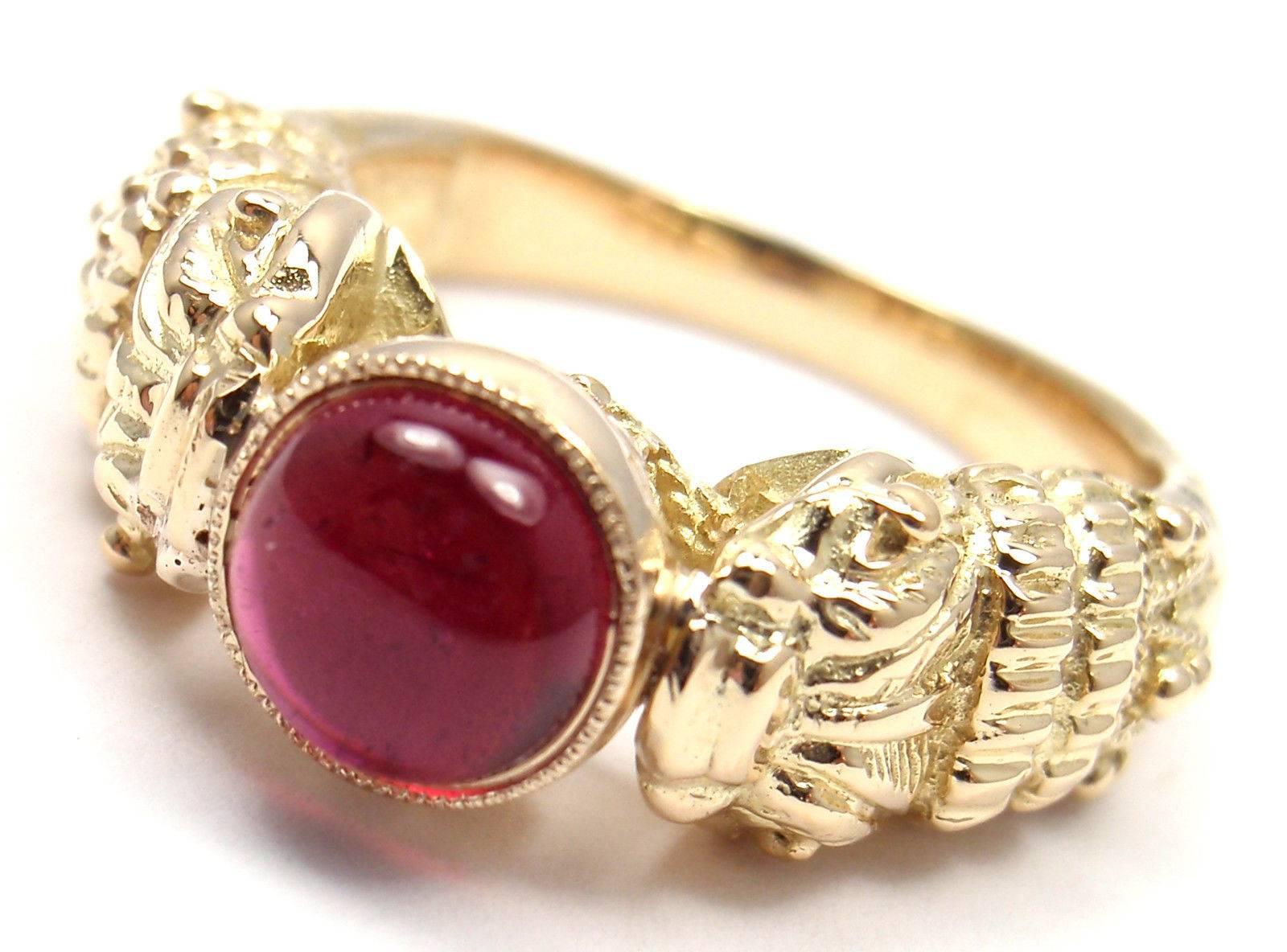 18k Yellow Gold Pink Tourmaline Band Ring by Zolotas. 
Details: 
Size: 5.5
Weight: 10.6 grams
Width: 7mm
Stamped Hallmarks: Zolotas 750
*Free Shipping within the United States*
Your Price: $2,900

T997mded