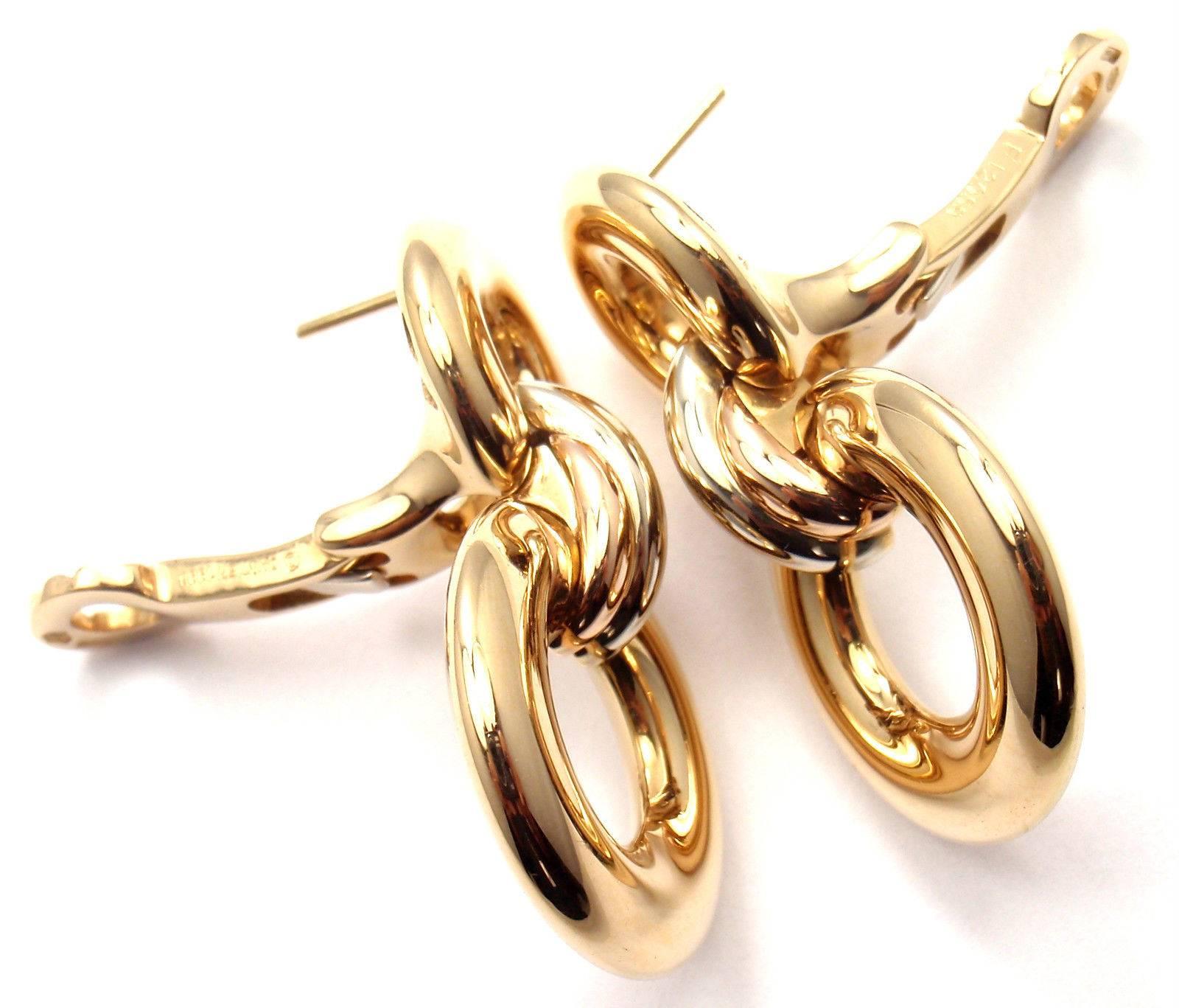 Cartier Trinity Drop Tri-Color Gold Earrings In New Condition In Holland, PA