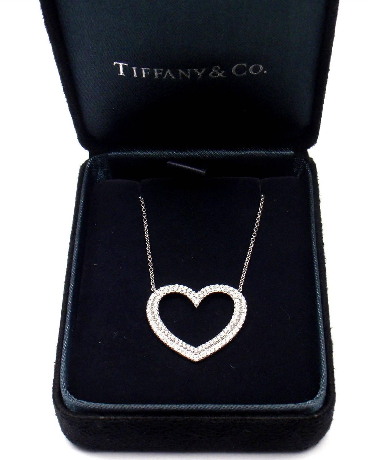 Women's or Men's Tiffany & Co. Metro Large Heart White Gold Pendant Necklace