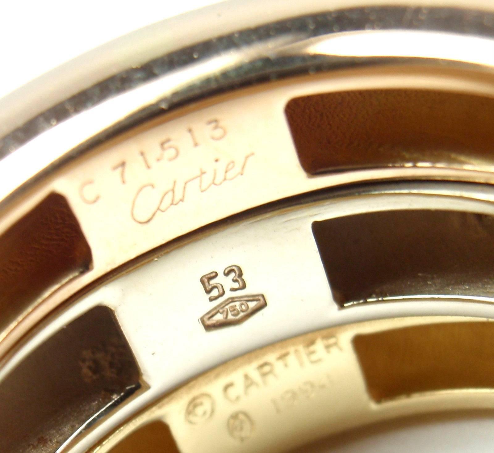 Cartier Stacking Tri-Color Gold Wide Band Ring In New Condition In Holland, PA