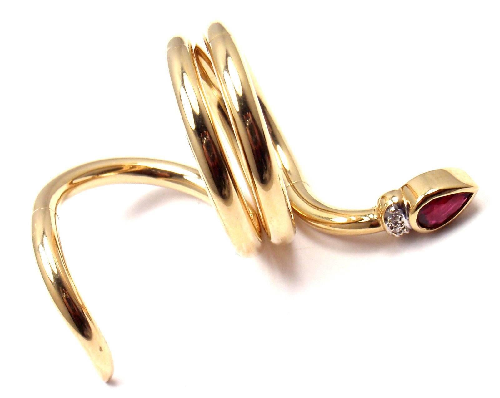 Ponte Vecchio Ruby Diamond Puzzle Stacking Snake Yellow Gold Band Ring 2