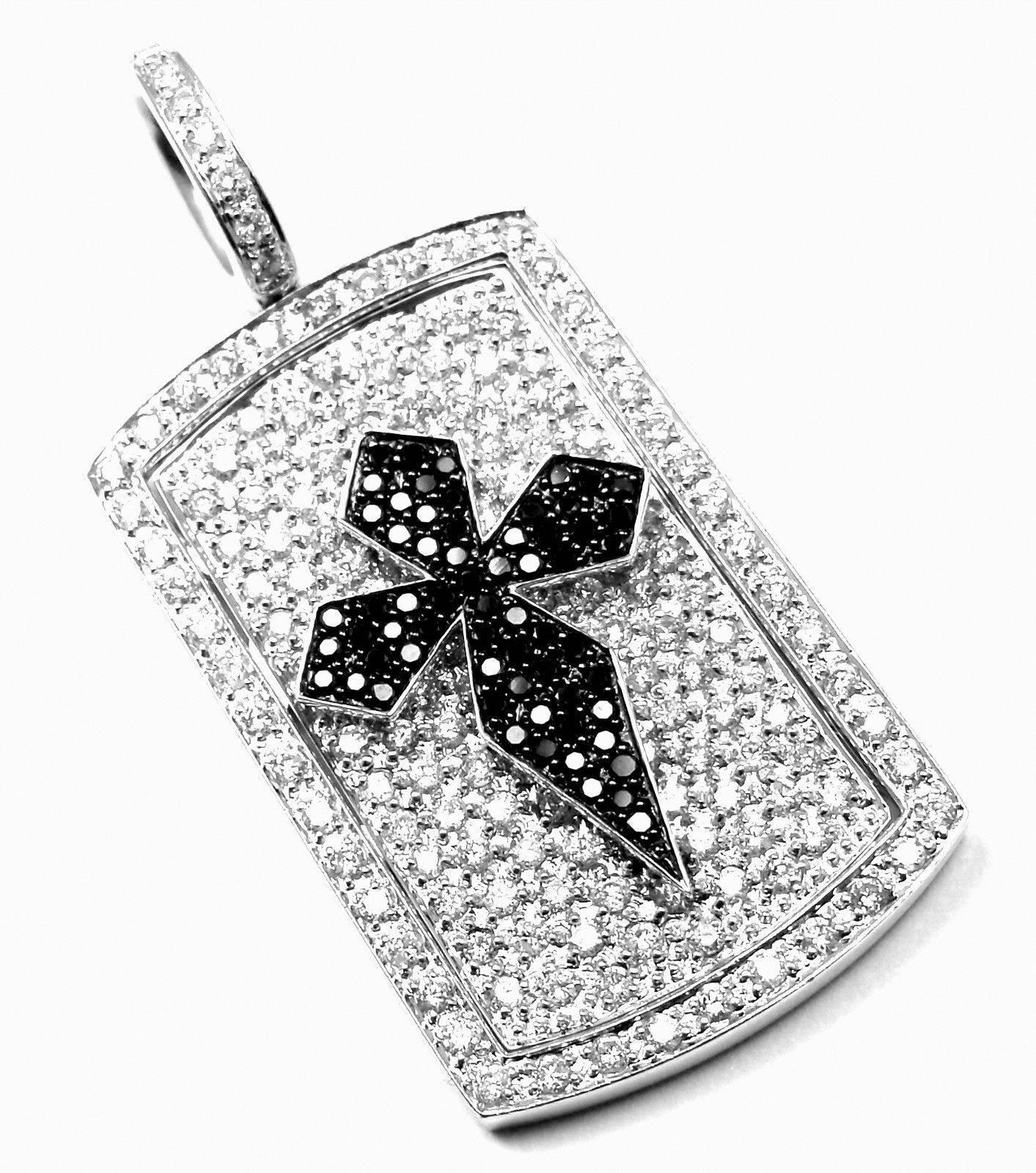 Black White Diamond Cross White Gold Charm Pendant from Estate of Jackie Collins 2