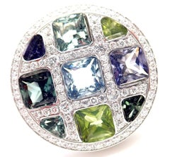 Cartier Pasha Diamond Color Stone White Gold Ring
