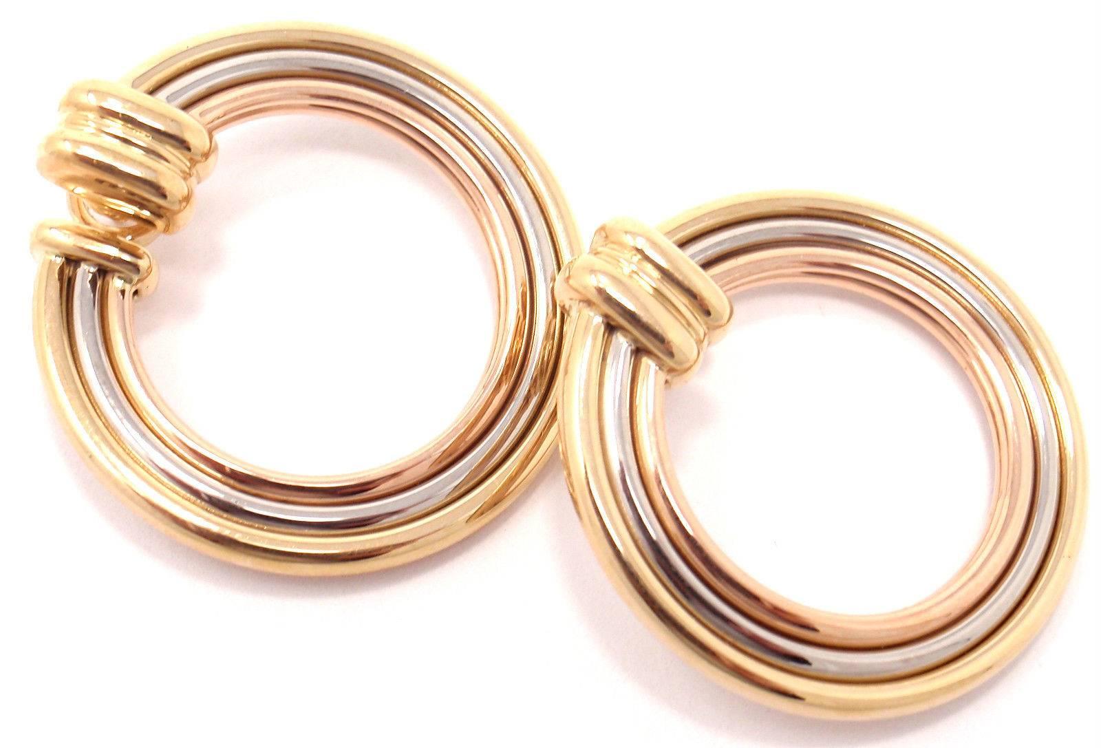 Cartier Magnolia Tri-Color Gold Hoop Earrings 2