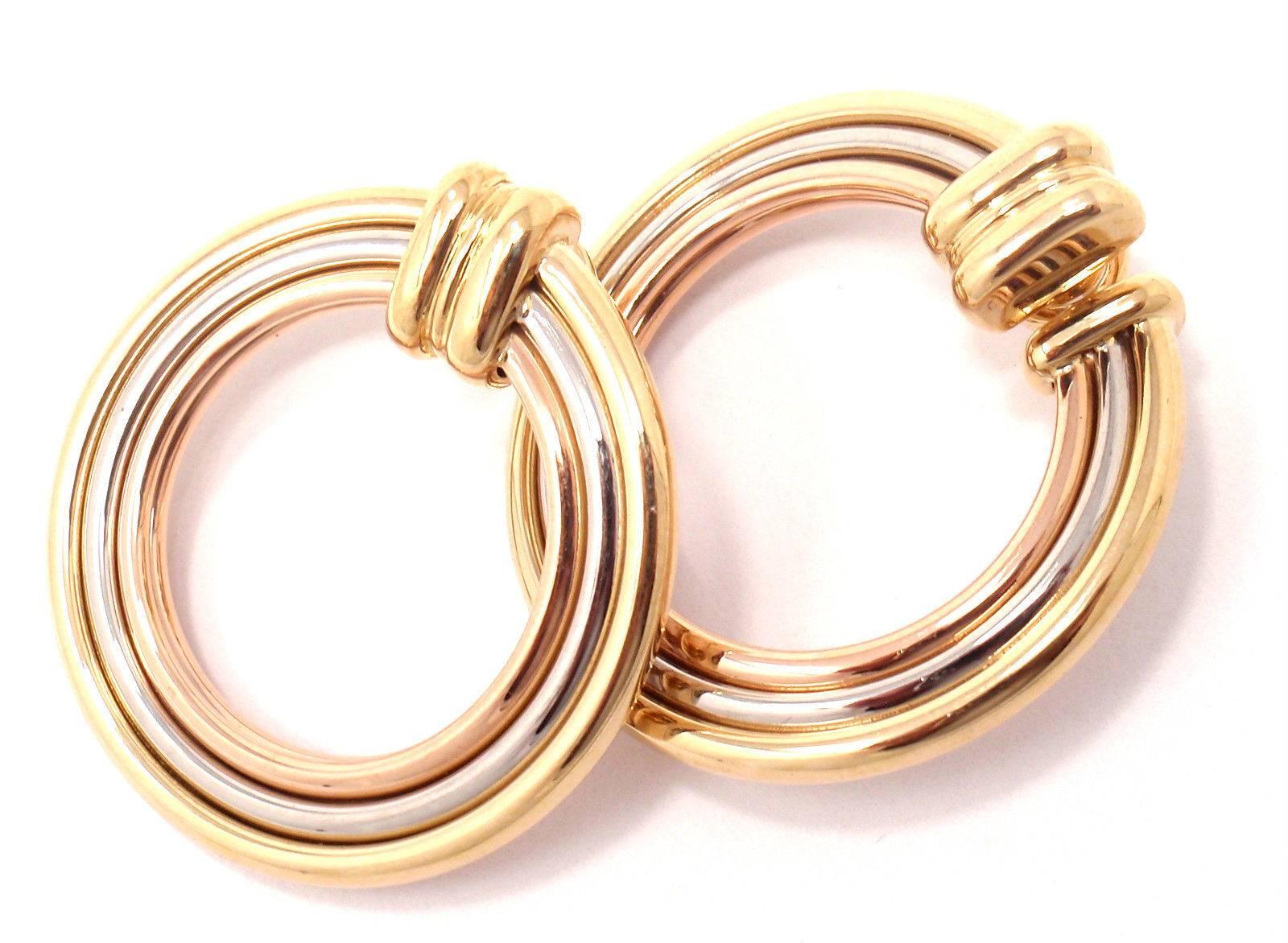 Cartier Magnolia Tri-Color Gold Hoop Earrings 3