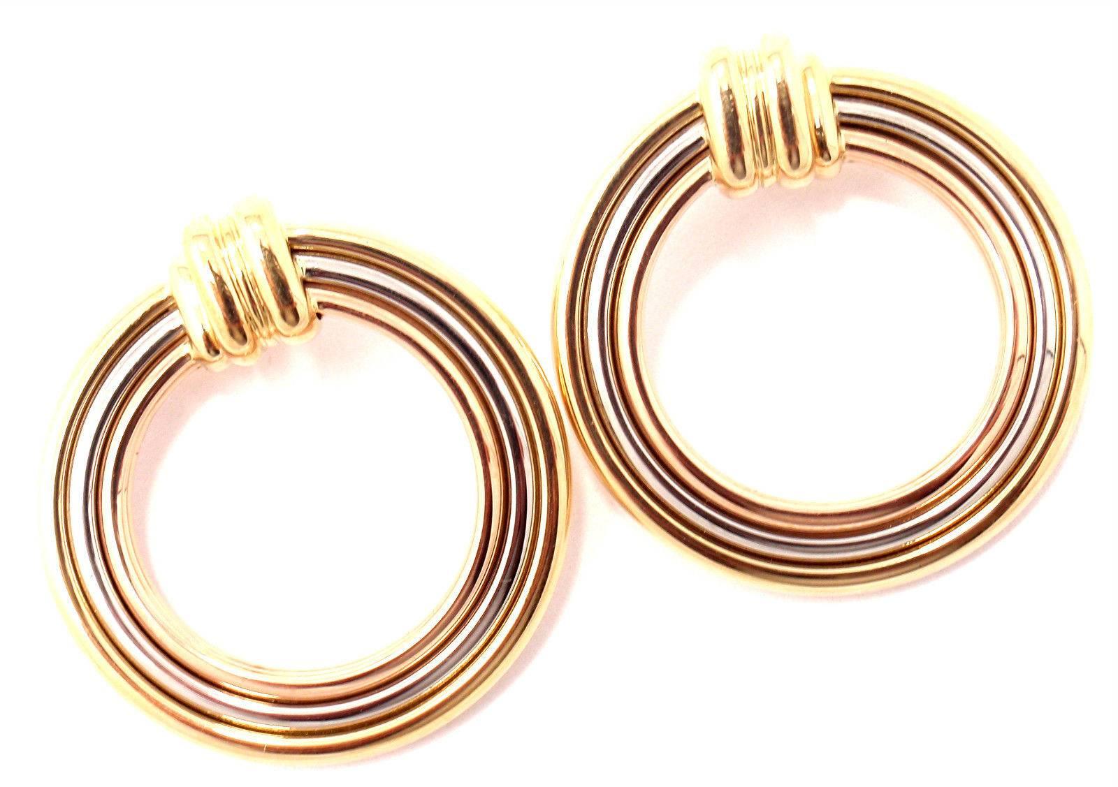 Cartier Magnolia Tri-Color Gold Hoop Earrings 5