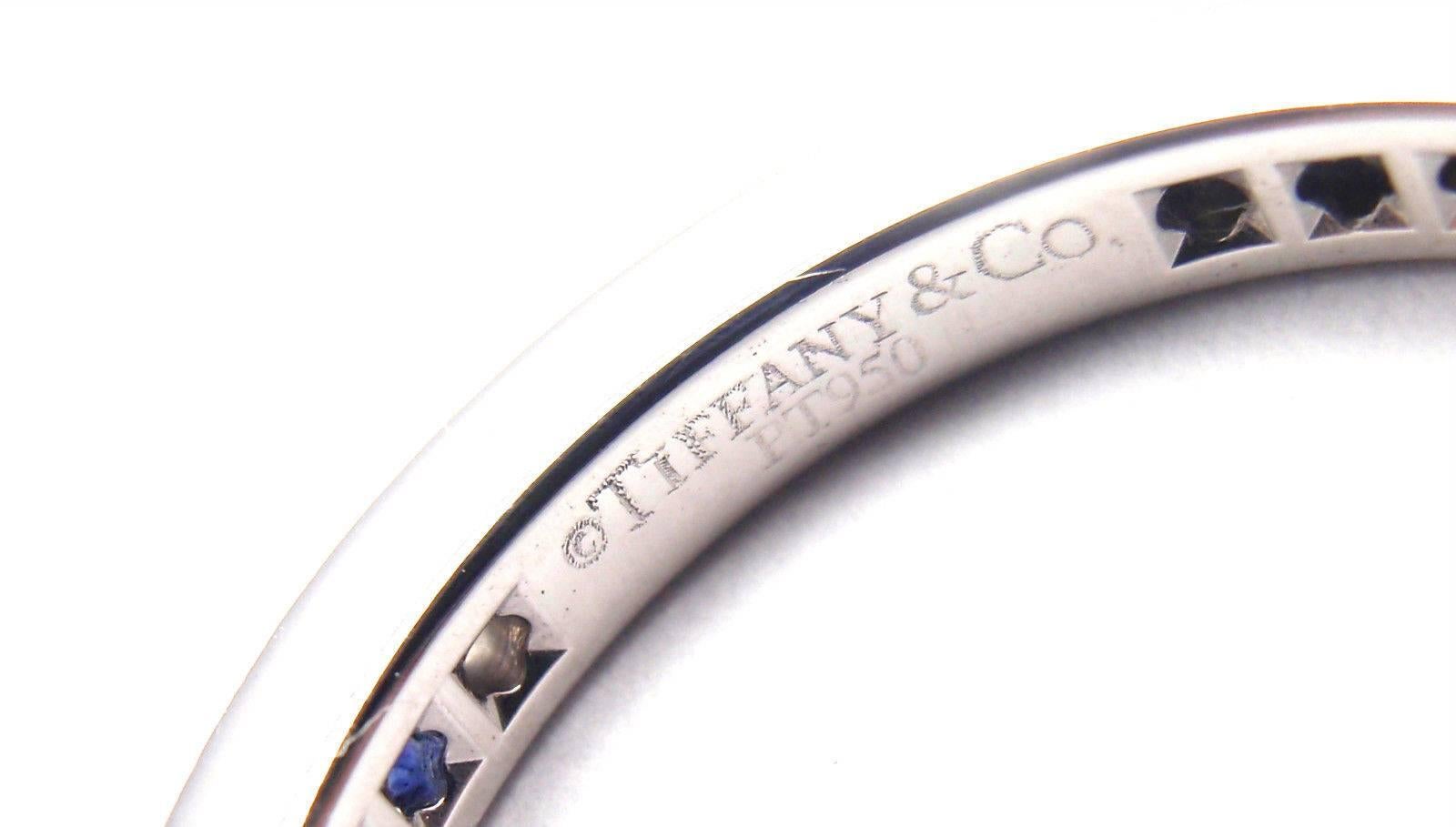 Tiffany & Co. Legacy Diamond Sapphire Platinum Band Ring 1