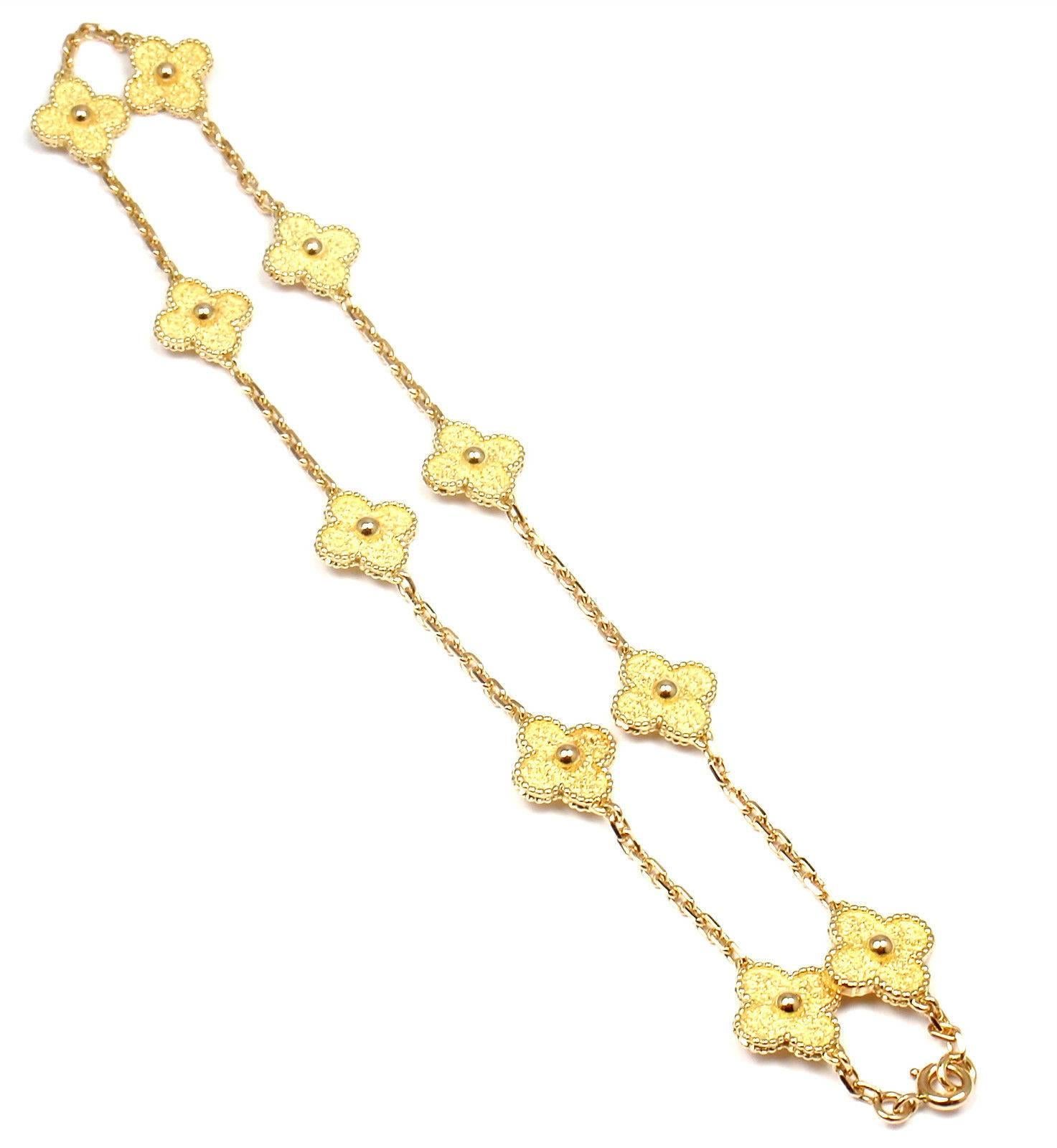 Van Cleef & Arpels Vintage Alhambra Ten Motif Gold Necklace 5