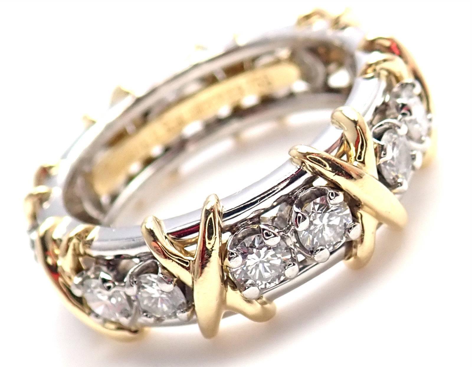 Tiffany & Co. Jean Schlumberger 16-Stone Diamond Gold Platinum Band Ring 3