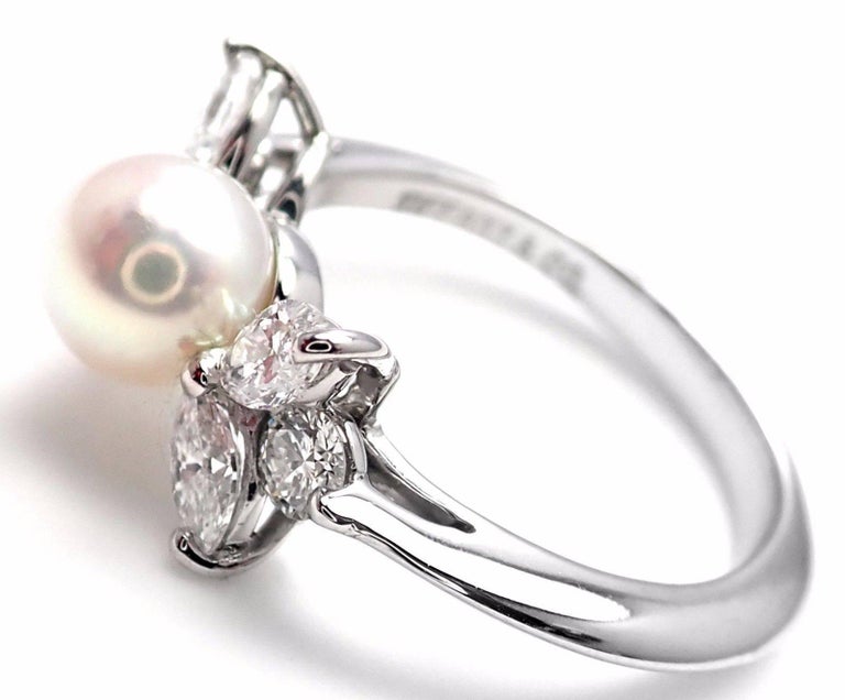 Tiffany and Co. Victoria Diamond Platinum Pearl Ring at 1stDibs pearl