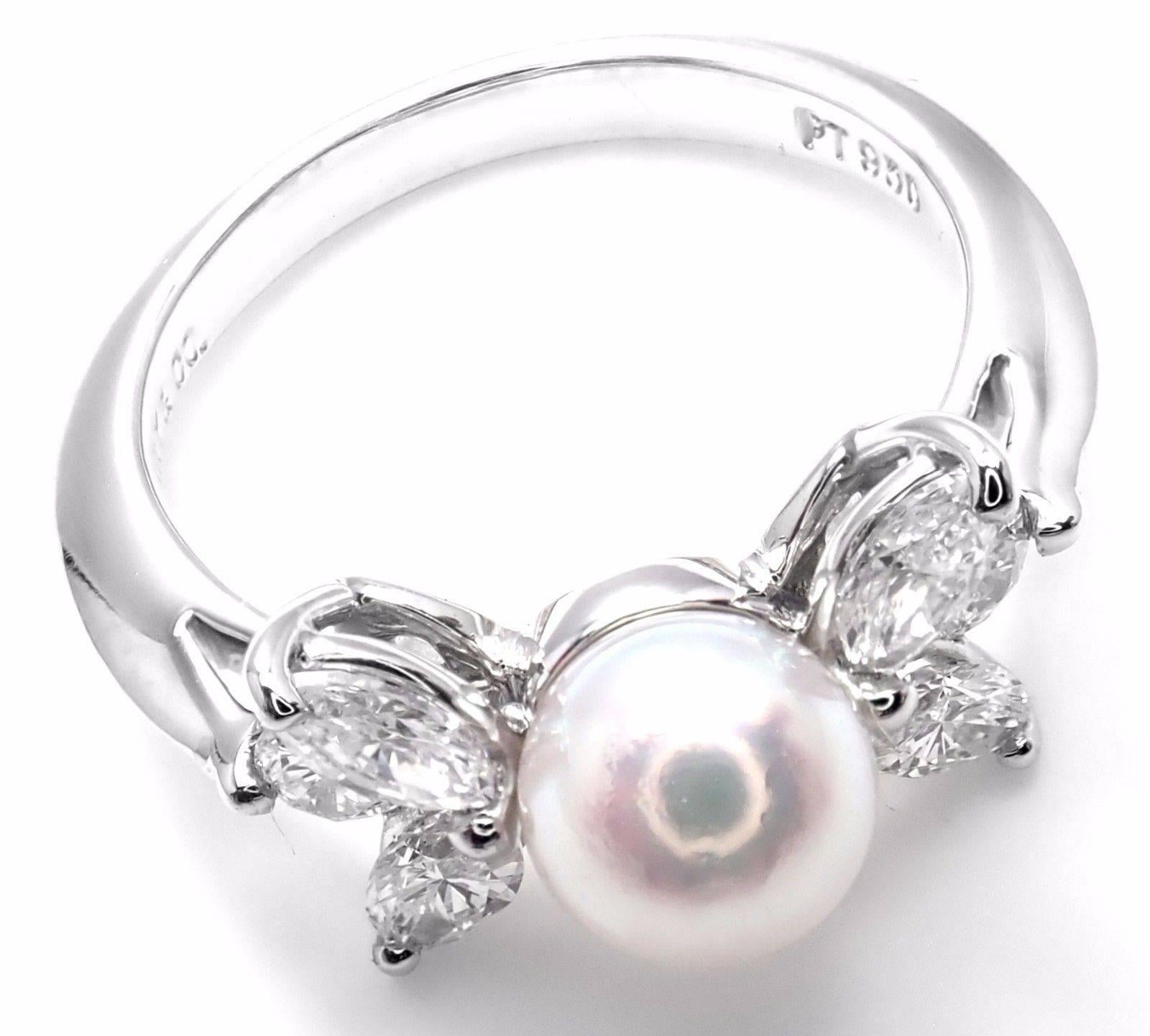 Women's or Men's Tiffany & Co. Victoria Diamond Platinum Pearl Ring