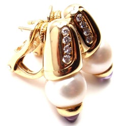 Bulgari Diamond Amethyst Cultured Pearl Earrings