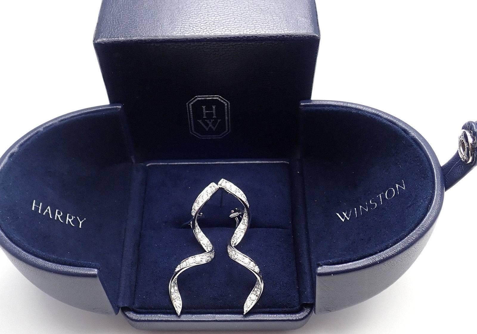 Harry Winston Diamond Long Twisted Platinum Earrings 5