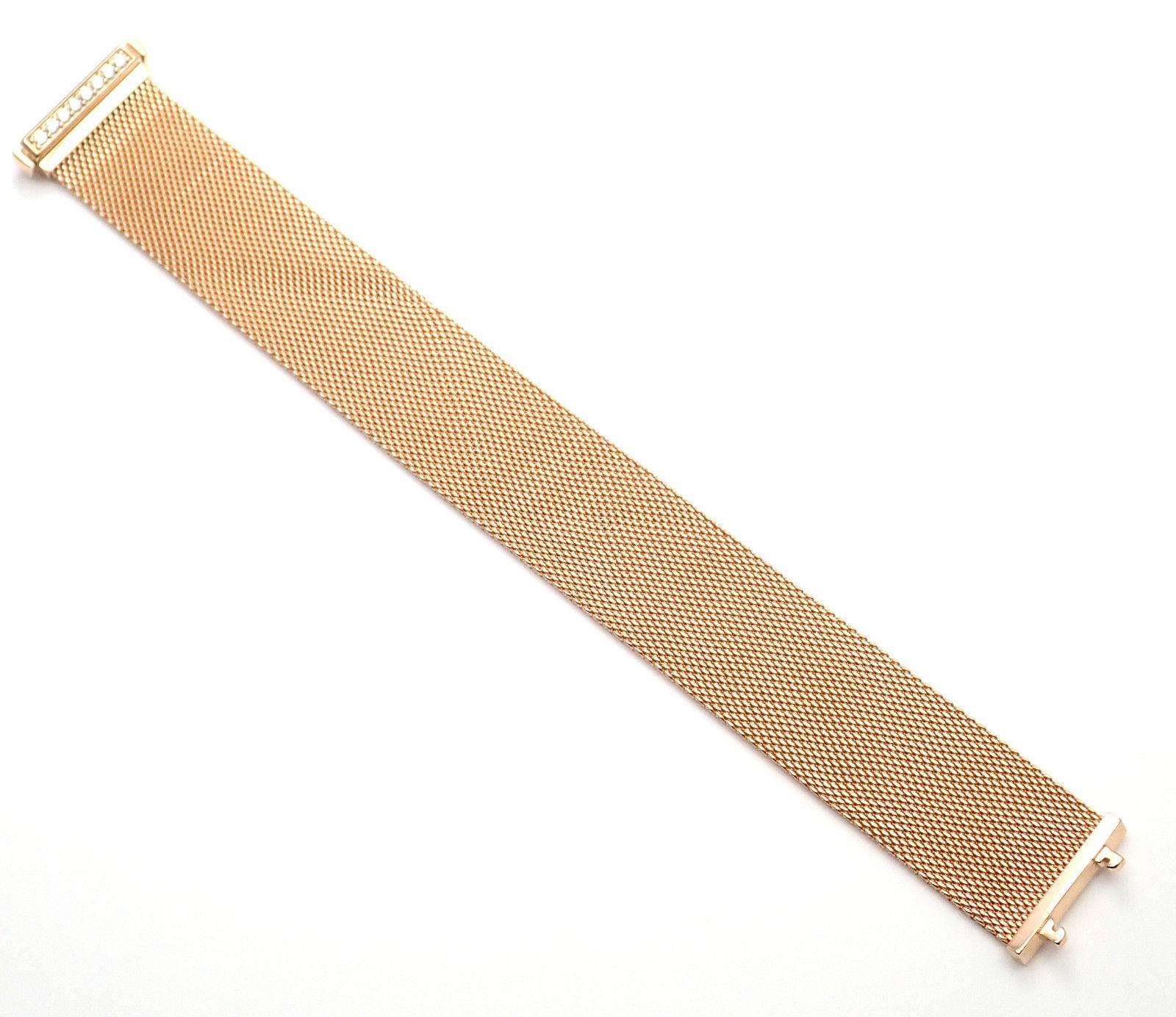 Tiffany & Co. Somerset Diamond Wide Mesh Rose Gold Bracelet In New Condition In Holland, PA