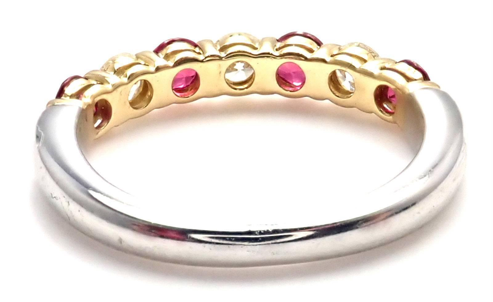 Tiffany & Co. Diamond Ruby Platinum Yellow Gold Band Ring 2